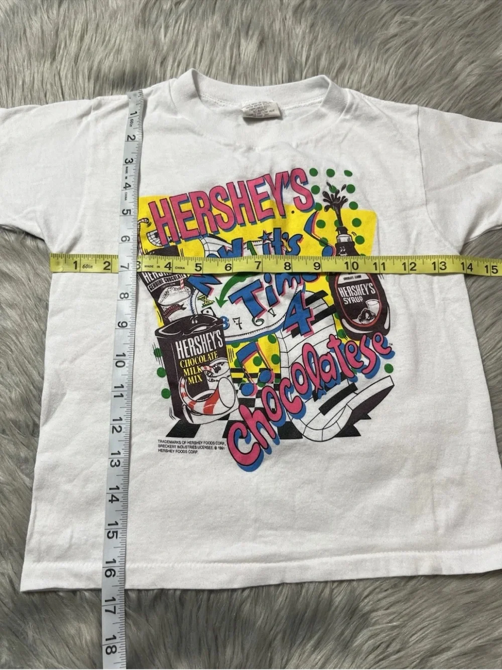 Vintage 1991 Kids Hersheys Chocolate Milk Syrup White T Shirt